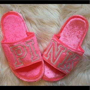 NWT PINK VS velvet slippers
